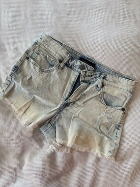 Aeropostale Light Wash Distressed Denim Shorts High-Waist Midi